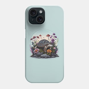 Funny & Cute Aesthetic Cottagecore floral Turtle Womens Mens Phone Case