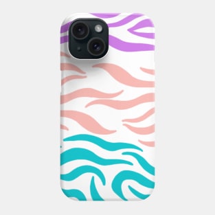 Violet Pink Blue wavy pattern in Whte Phone Case