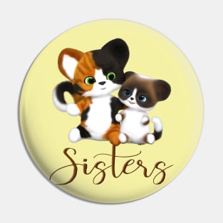 Two Kitty Cats Sisters Pin