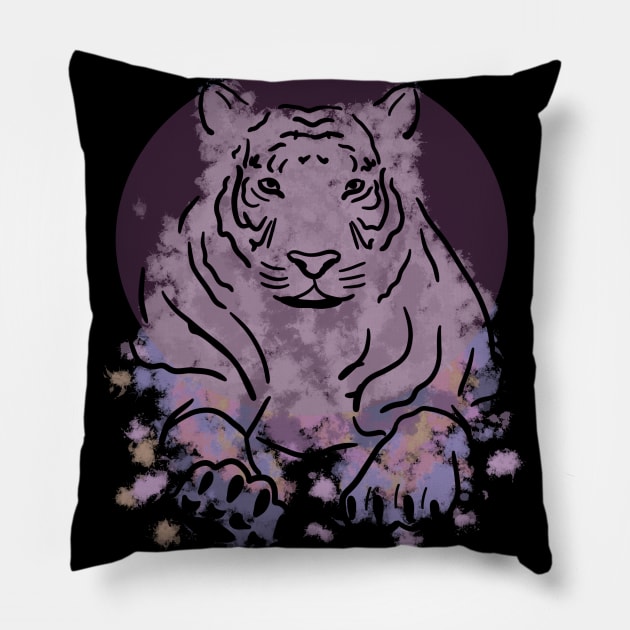 Purple tiger Pillow by Antiope