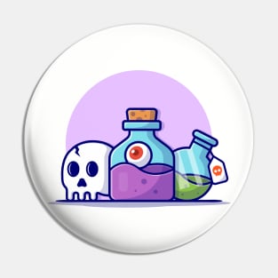 Skull And Poison Cartoon Vector Icon Illustration Pin