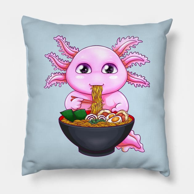 Axolotl Big Ramen Noodles Pillow by XXII Designs