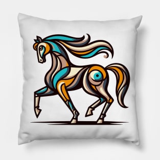Horse illustration. Illustration of a horse in cubism style Pillow