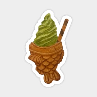 Taiyaki Matcha Ice Cream watercolour painting Magnet