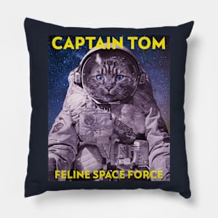 Captain Tom Feline Space Force Pillow