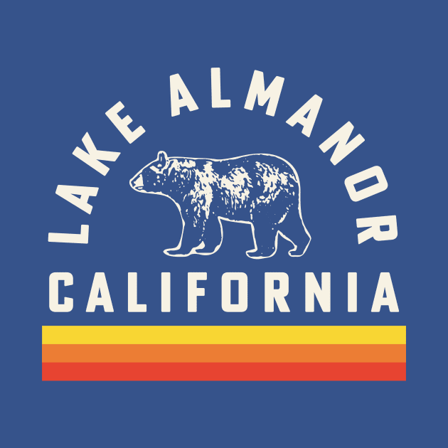 Lake Almanor California Souvenir Bear Retro Vintage Stripes by PodDesignShop