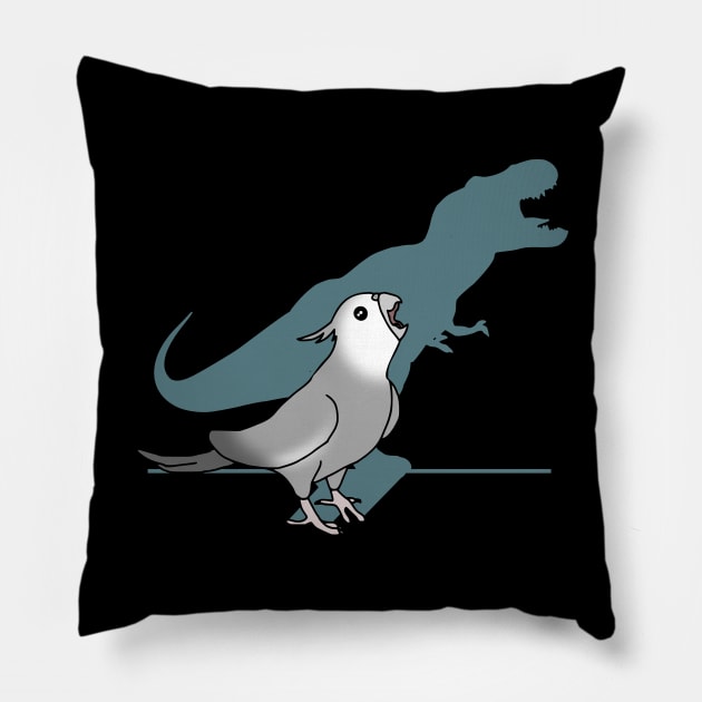 T-rex shadow - white faced grey cockatiel Pillow by FandomizedRose