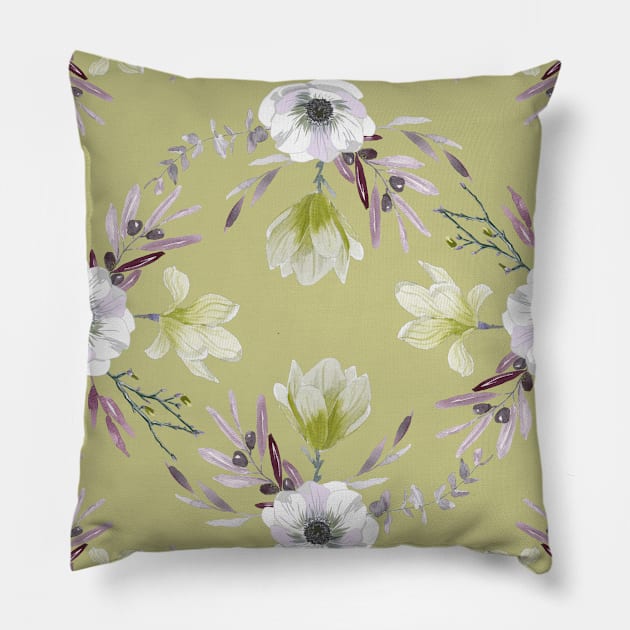 Yellow Flowers Pillow by AnisIllustration