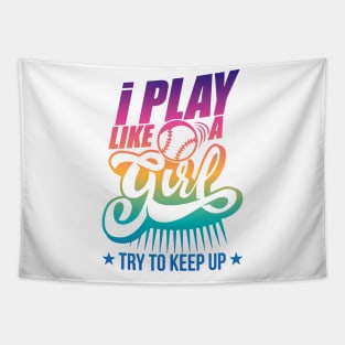 I Play Like A Girl Try To Keep Up golf Tapestry