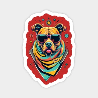 Cool Colorful Pitbull Design Magnet