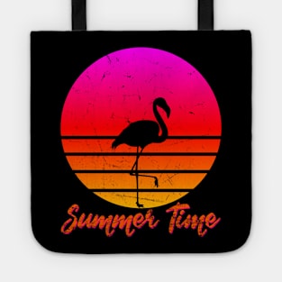 Summer-Time Flamingo Sunset Beach Tote