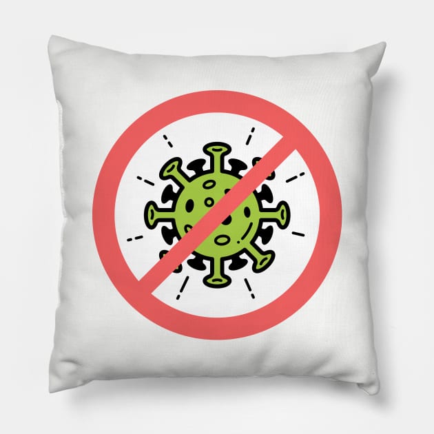 Stop Coronavirus Sign Pillow by The Fantazilia