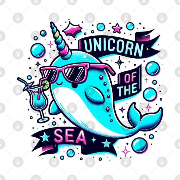 Funny Narwhal Unicorn of the Seas by Lavender Celeste