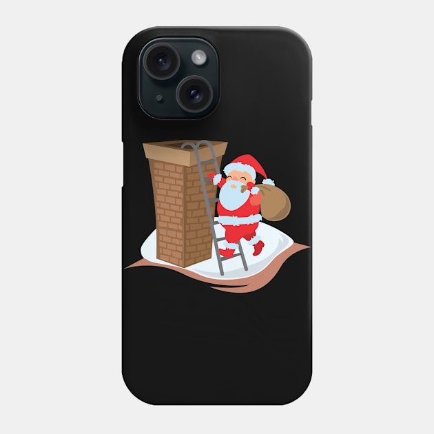 Santa climbing ladder up to chimney Phone Case by holidaystore