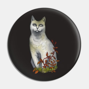 Cemetery cat statue Pin