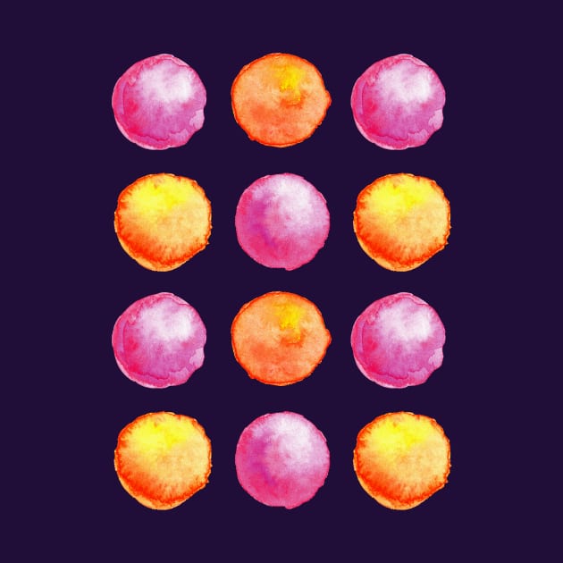 Juicy Watercolor Pink And Orange Spheres Pattern by Boriana Giormova