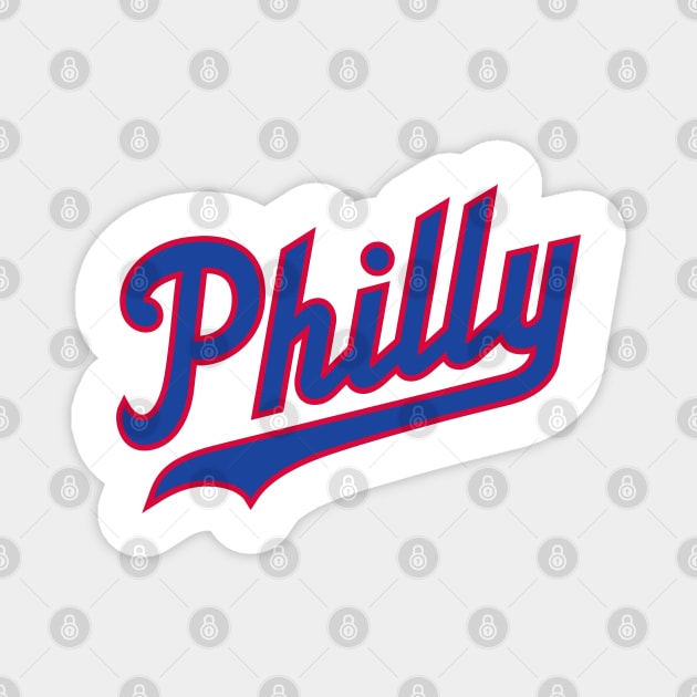 Philly Script - White/Blue Magnet by KFig21