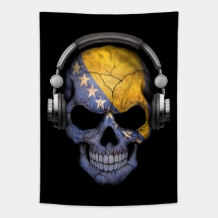 Dark Skull Deejay with Bosnian Flag Tapestry