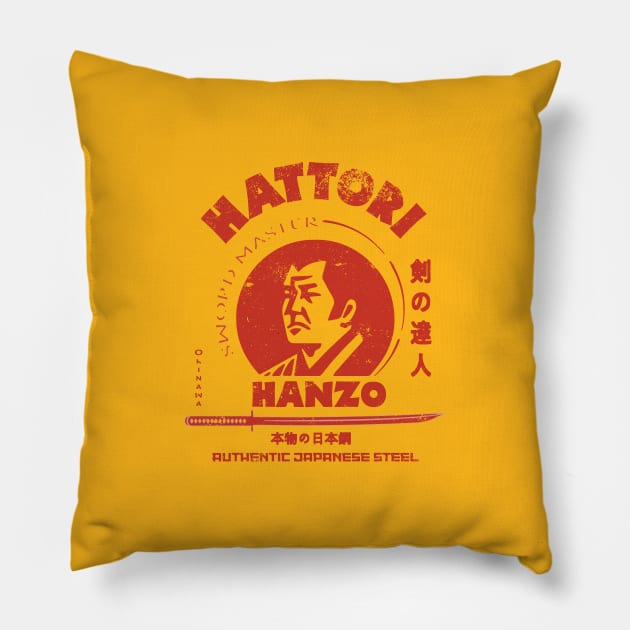 Hattori Hanzo Sword And Sushi Vintage Design Pillow by Nostalgia Avenue