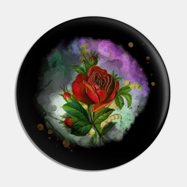 Roses Lily Of The Valley Watercolor Floral Pin by TLSDesigns