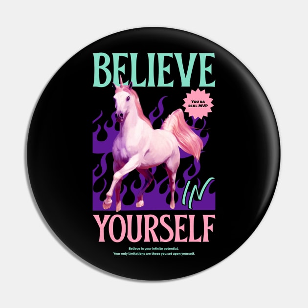 Believe In Yourself Unicorn Pin by M n' Emz Studio