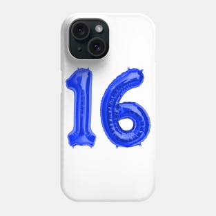 Royal Blue 16th Birthday Metallic Helium Balloons Numbers Phone Case