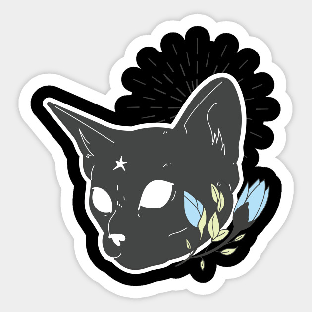 Sweet Grey Cat Head With Flowers Cat Sticker Teepublic
