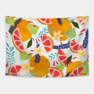 Grapefruit & Flowers Tapestry