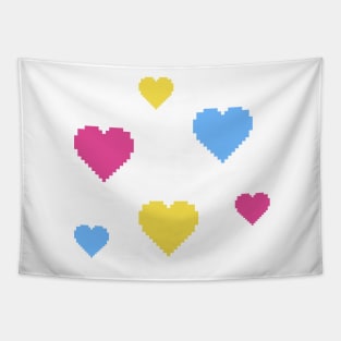 Pan Pride Hearts Pixel Art Tapestry