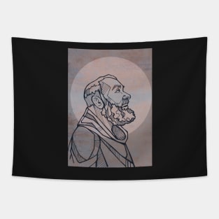 Hand drawn illustration of Saint Padre Pio Tapestry