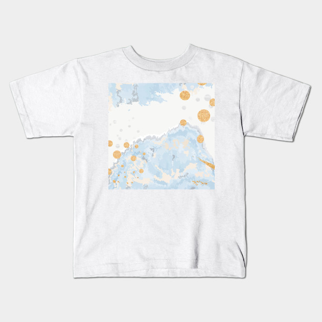 Light Blue Gold Glitter Painting Gold And Blue Kids T Shirt