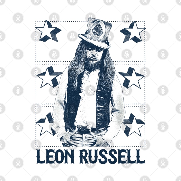 Leon Russell / Retro Vintage Faded Look Fan Art Design by DankFutura