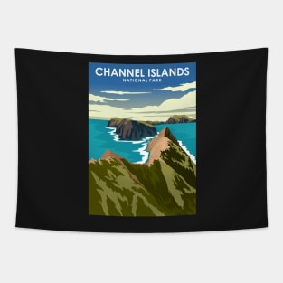 Channel Islands National Park Vintage Minimal Retro Travel Poster Tapestry