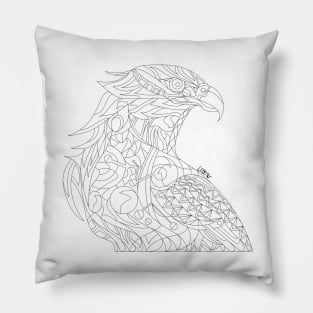 line art mecha peregrine falcon halcon ecopop in mexican techno organic tribal totonac patterns Pillow