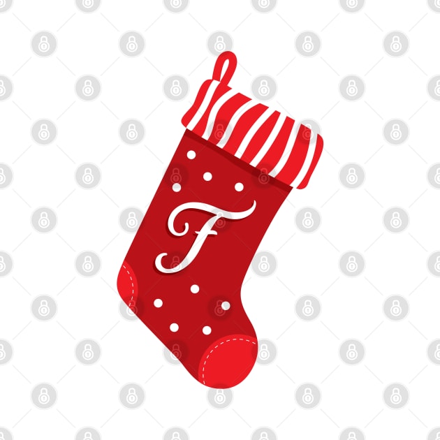 Christmas Stocking with the Letter F by VicEllisArt