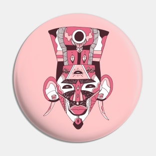 Pink and White African Mask 6 Pin