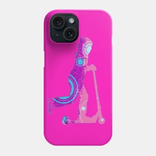 Sweet Childhood - Girl on Kick scooter Phone Case