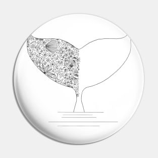 Whale Tail Minimal Black & White Ocean Beach Art Pin