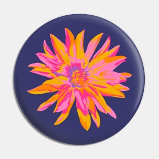 DAHLIA BURSTS Abstract Blooming Floral Summer Bright Flowers - Fuchsia Pink Yellow Purple on Dark Blue - UnBlink Studio by Jackie Tahara Pin