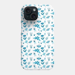 Blue Butterflies and Flowers Phone Case