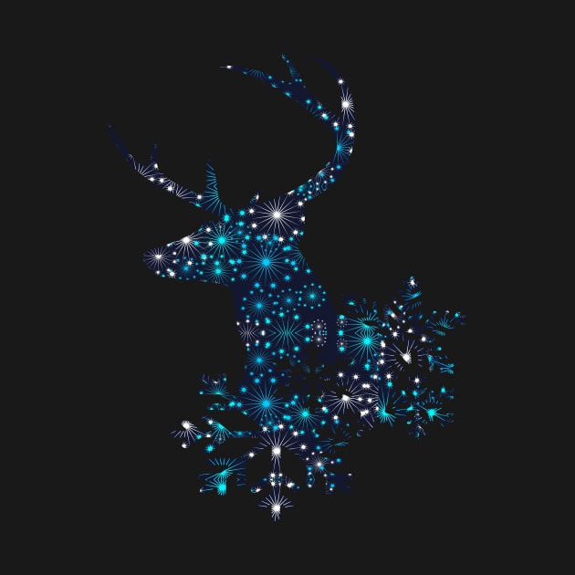 Star Pattern Christmas Deer With Snowflakes by Atteestude