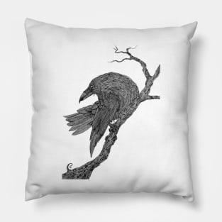 Perched Raven Pillow