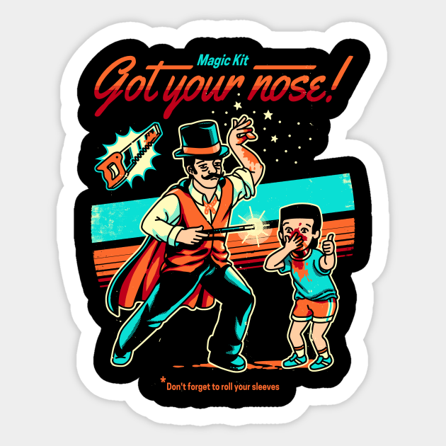 Got your Nose funny cartoon sticker with finger pointing emoji