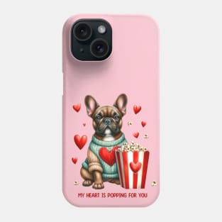 Cute French Bulldog Valentines Day heart and popcorn design Phone Case