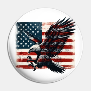 American Flag with Bald Eagle Pin
