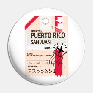 Puerto Rico San Juan vintage style travel ticket Pin