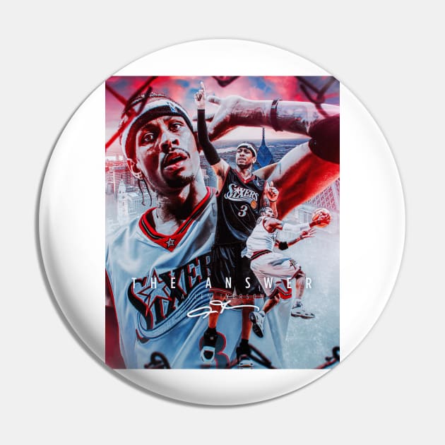 AI Allen Iverson Philadelphia The Answer Sports Art Pin by JRoseGraphics