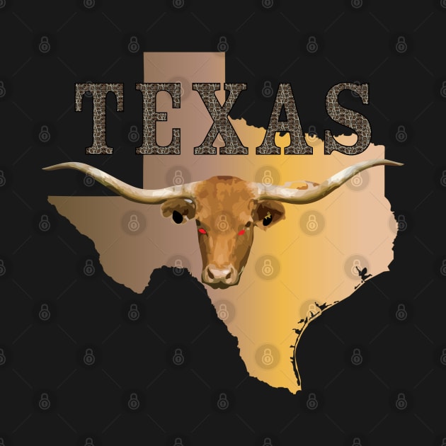 Texas - Rattler Skin -Texas State Map w Longhorn  X 300 by twix123844