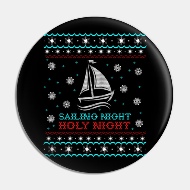 Sailing Ugly Christmas Sweater Gift Pin by uglygiftideas