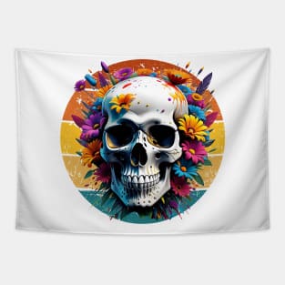 Floral Skull Tapestry